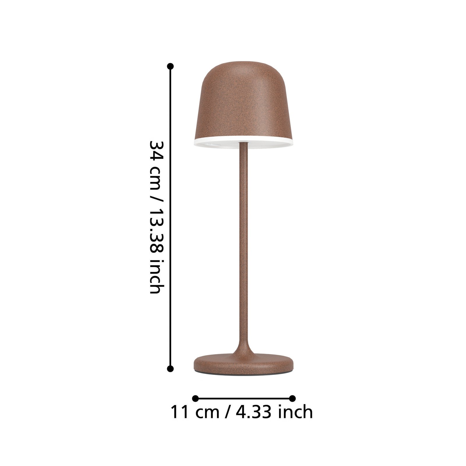 Mannera LED-bordlampe med batteri, rustbrun