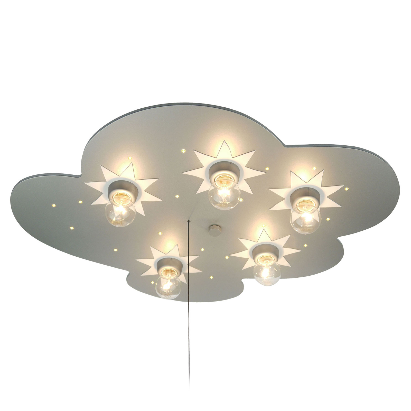 Cloud ceiling lamp, titanium, 5-bulb 20 LED points