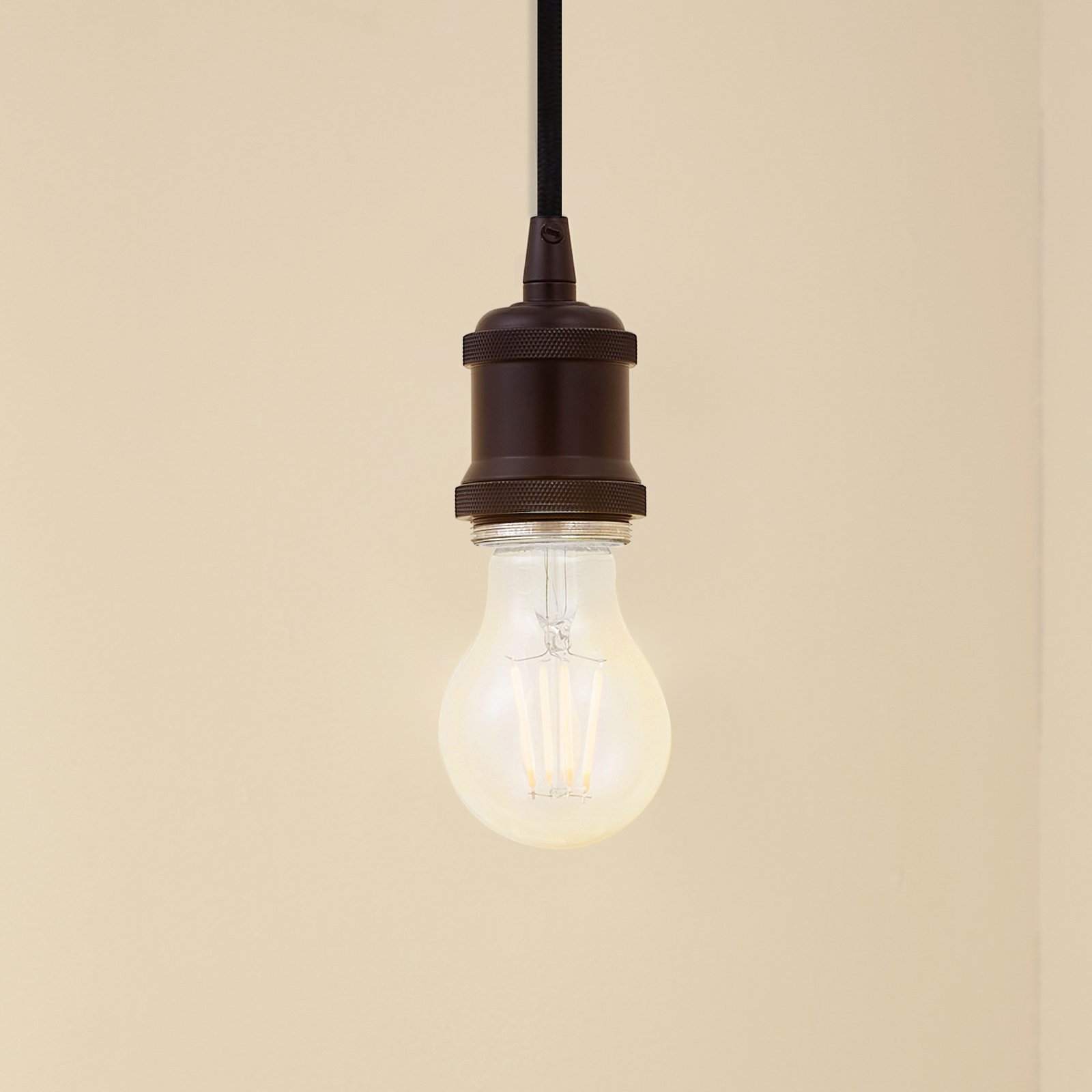 Hattie pendant light, E27 socket, Ø 5 cm, E27, black, metal - Lindby