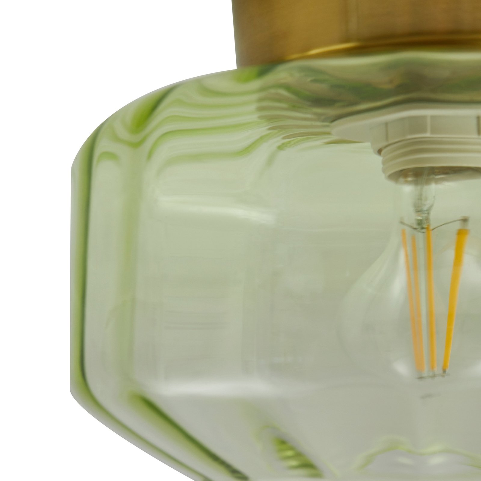 Lindby ceiling light Hildur, green, glass, Ø 22 cm