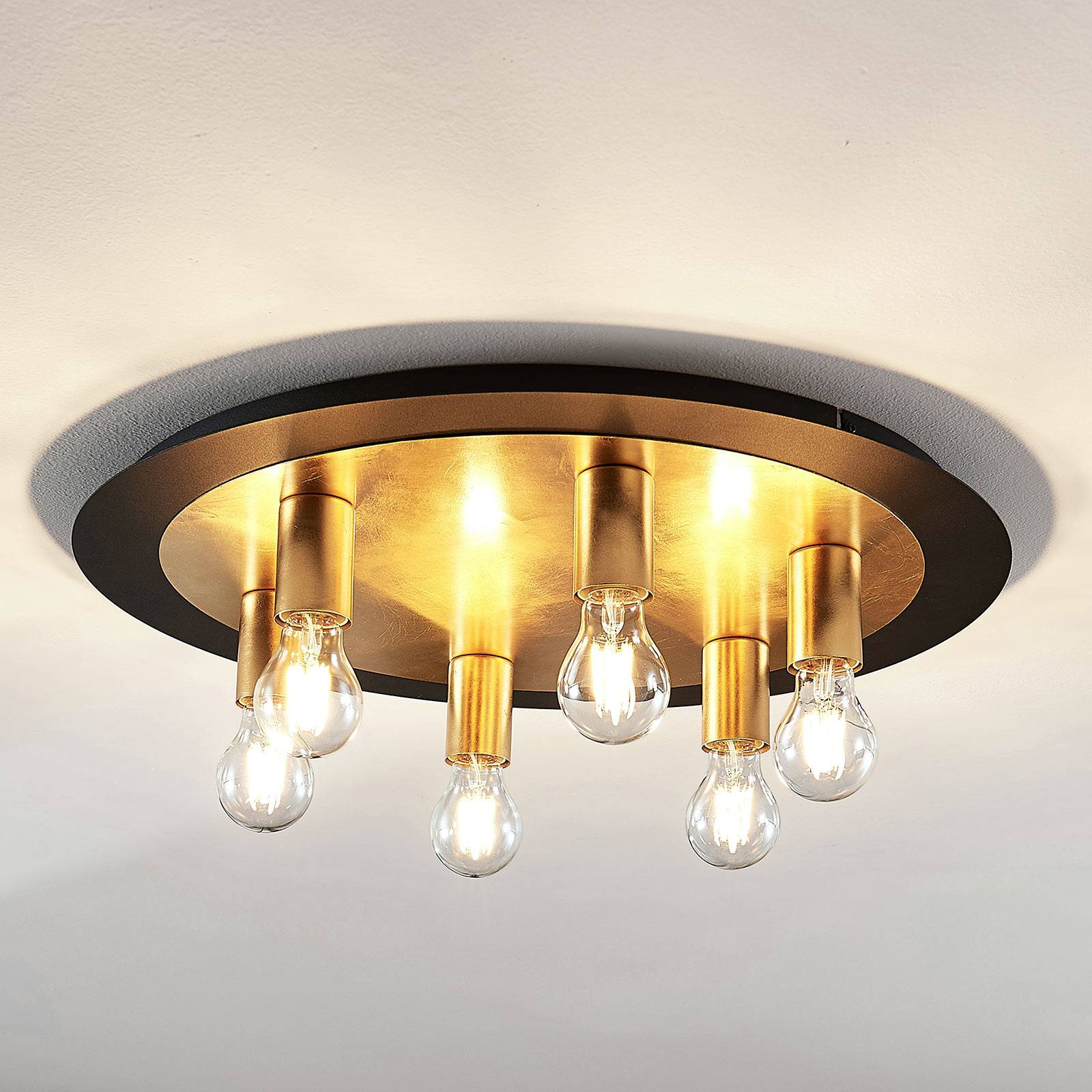 Metalowa lampa sufitowa Justik, 6-punktowa, czarna