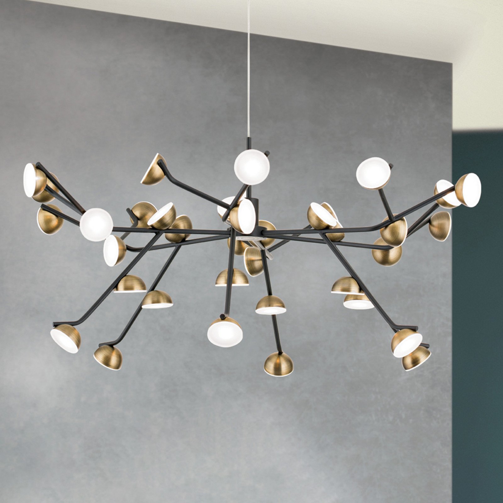 ORION Lampă suspendată LED Blossom 36 becuri - Camera de zi / sufragerie - negru auriu - Metal