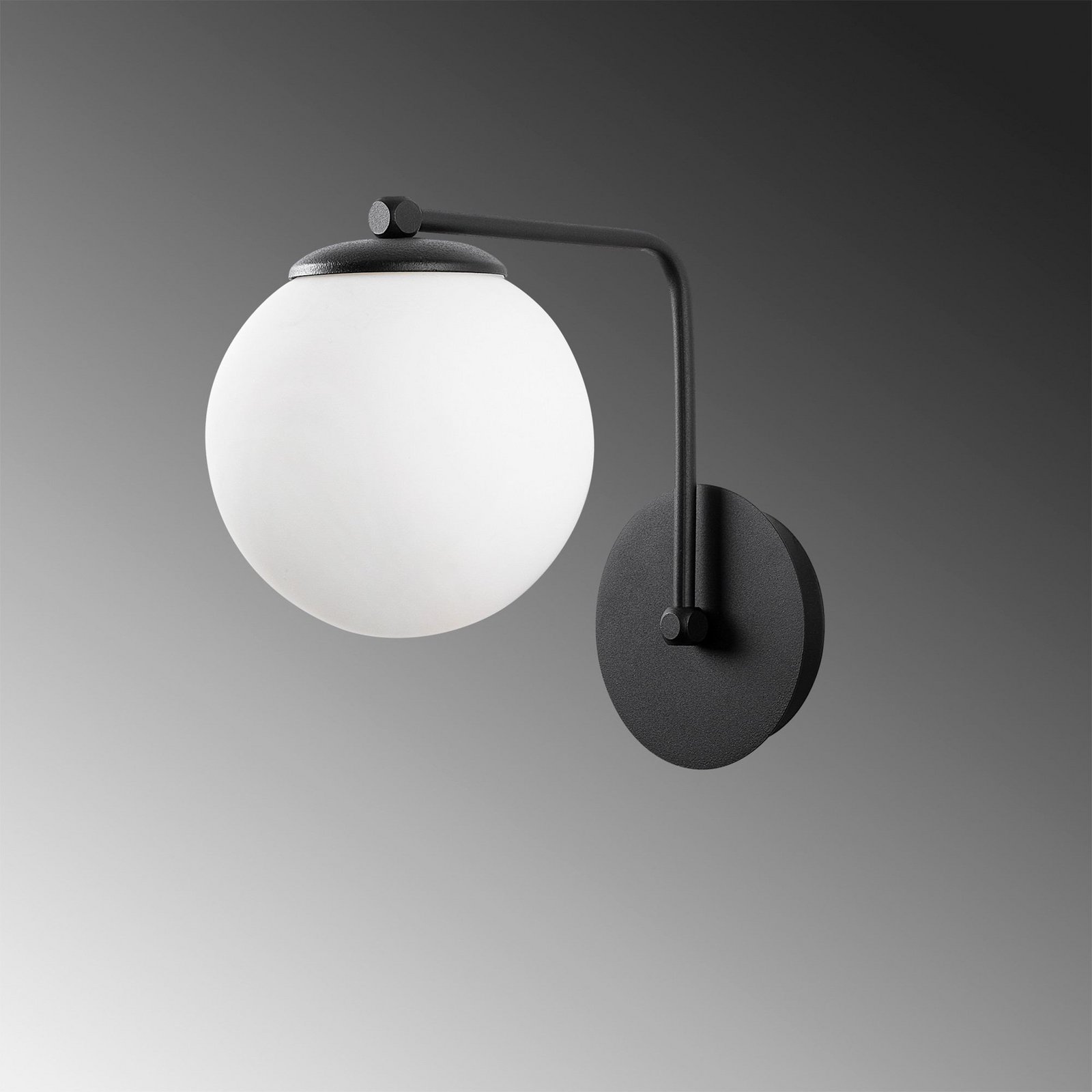 Daisy wall light, black, glass, height 22 cm, E27