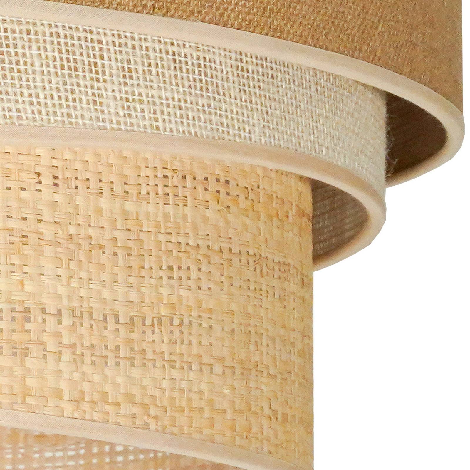 Lampa wisząca Euluna Trio Jute, naturalny brąz/biały/rafia, Ø 45 cm