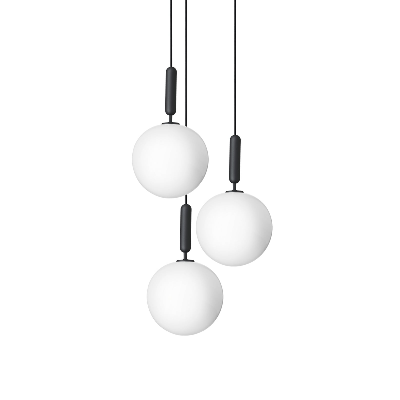 Nuura lestenec Miira 3, siva/opalen, Ø 37 cm, 3-svetilna.