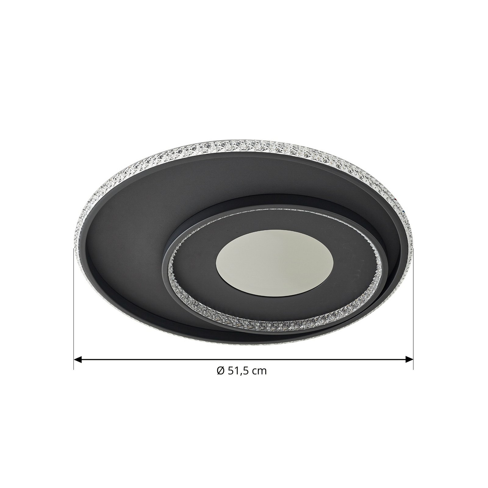Lindby LED-Deckenlampe Inessa, Ø 51cm, schwarz, CCT, dimmbar