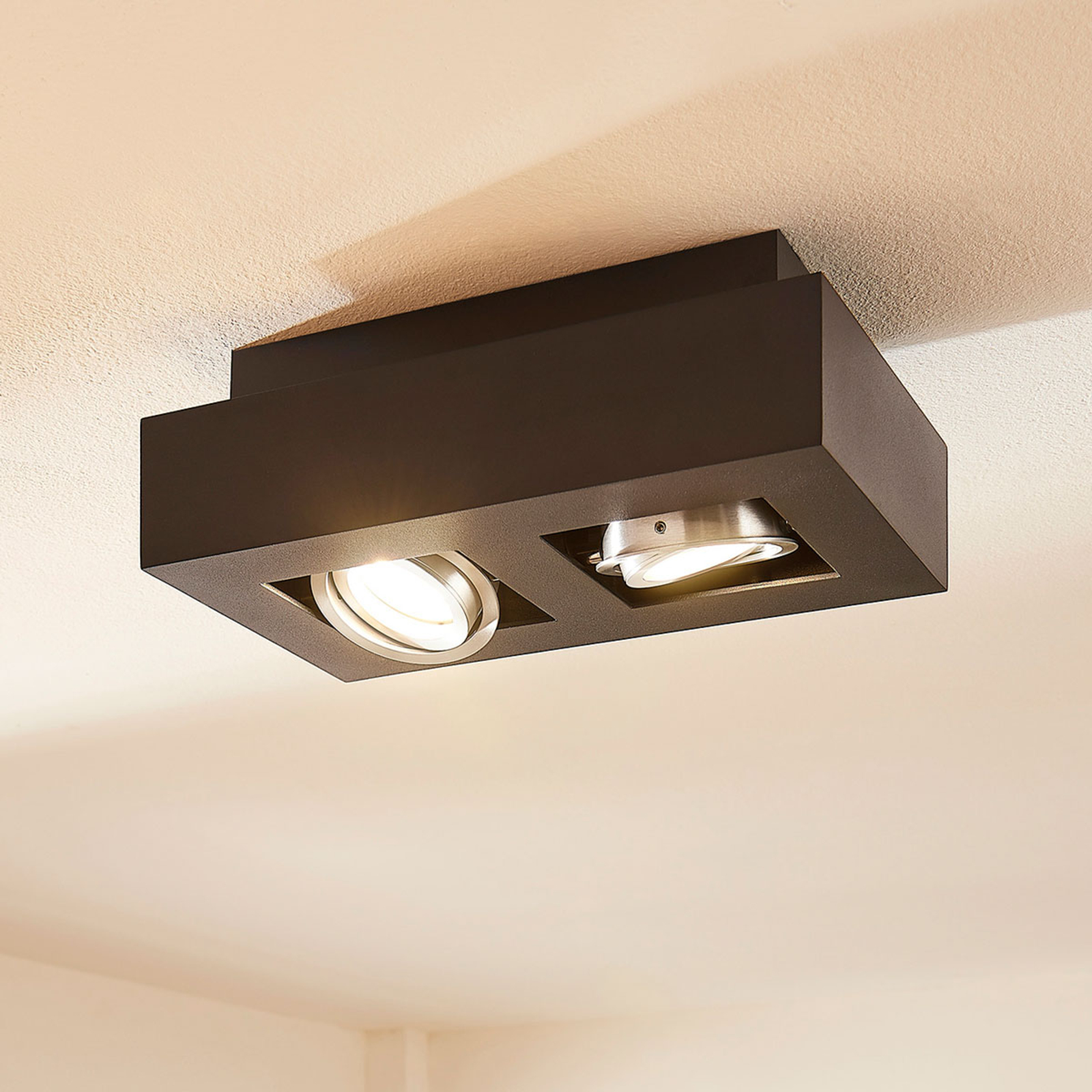 Arcchio Vince LED ceiling light, 25 x 14 cm in black, for Hallway, aluminium, GU10, 5 W, energy efficiency: A++, L: 25 cm, W: 14 cm, H: 8.5 cm
