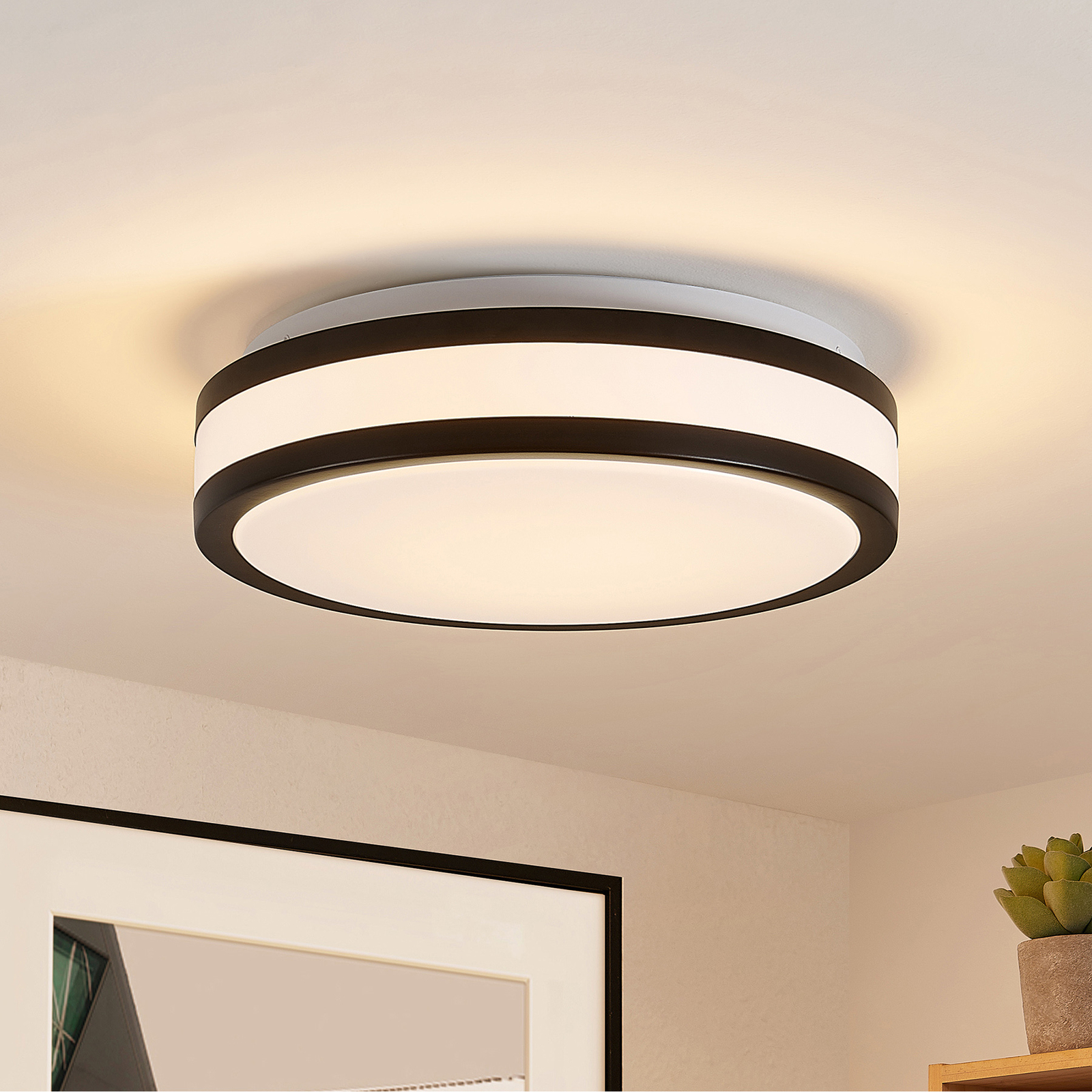 Lindby Teun Plafonnier LED, noir, rond