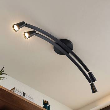 Lucande Velanoris ceiling lamp, 4-bulb, black