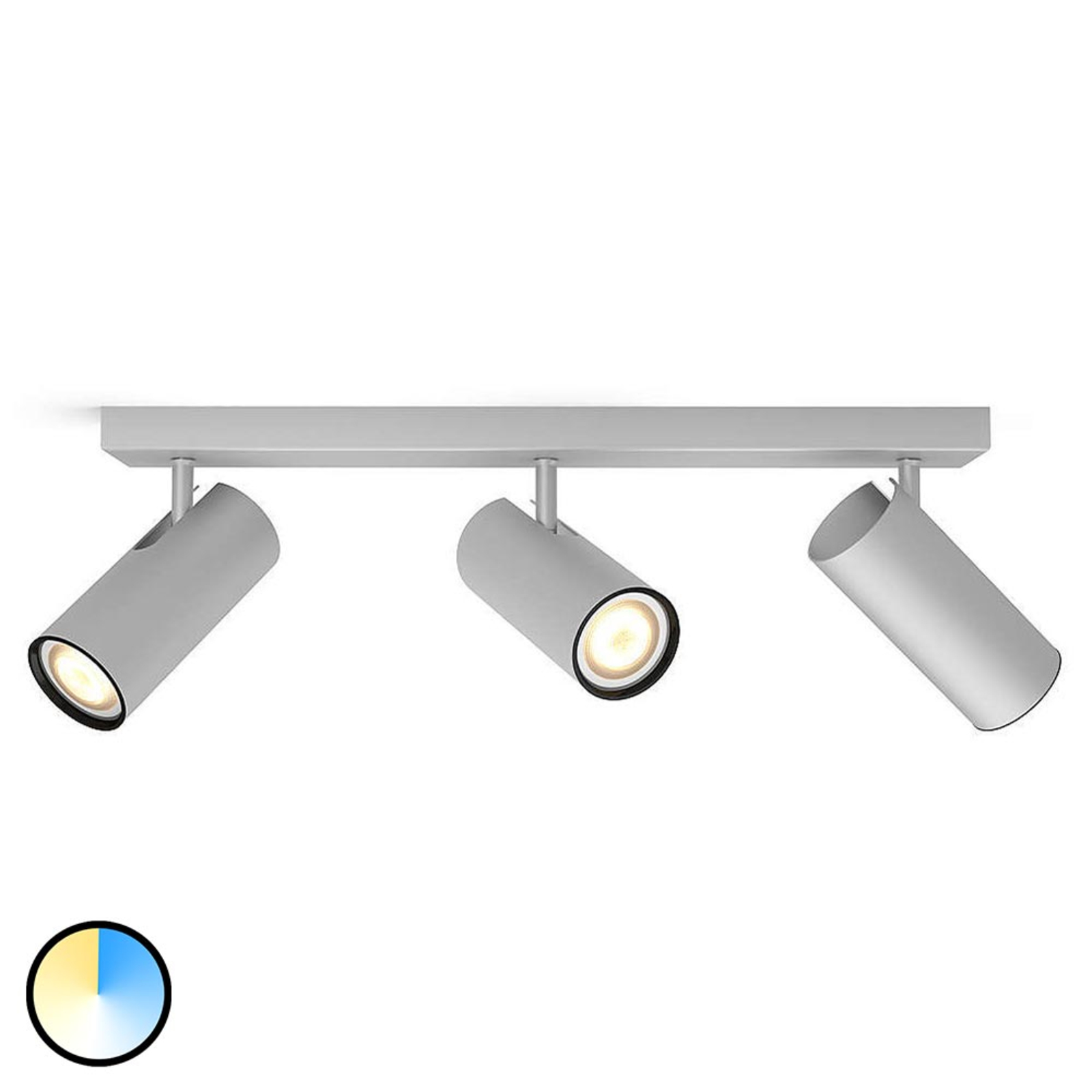 PHILIPS HUE Philips Hue Buratto LED spot, alu, 3-bulb, dimmer, for Living / Dining Room, metal, GU10, 5.5 W, energy efficiency: A, L: 44.3 cm, W: 13.1 cm, H: 11.2 cm