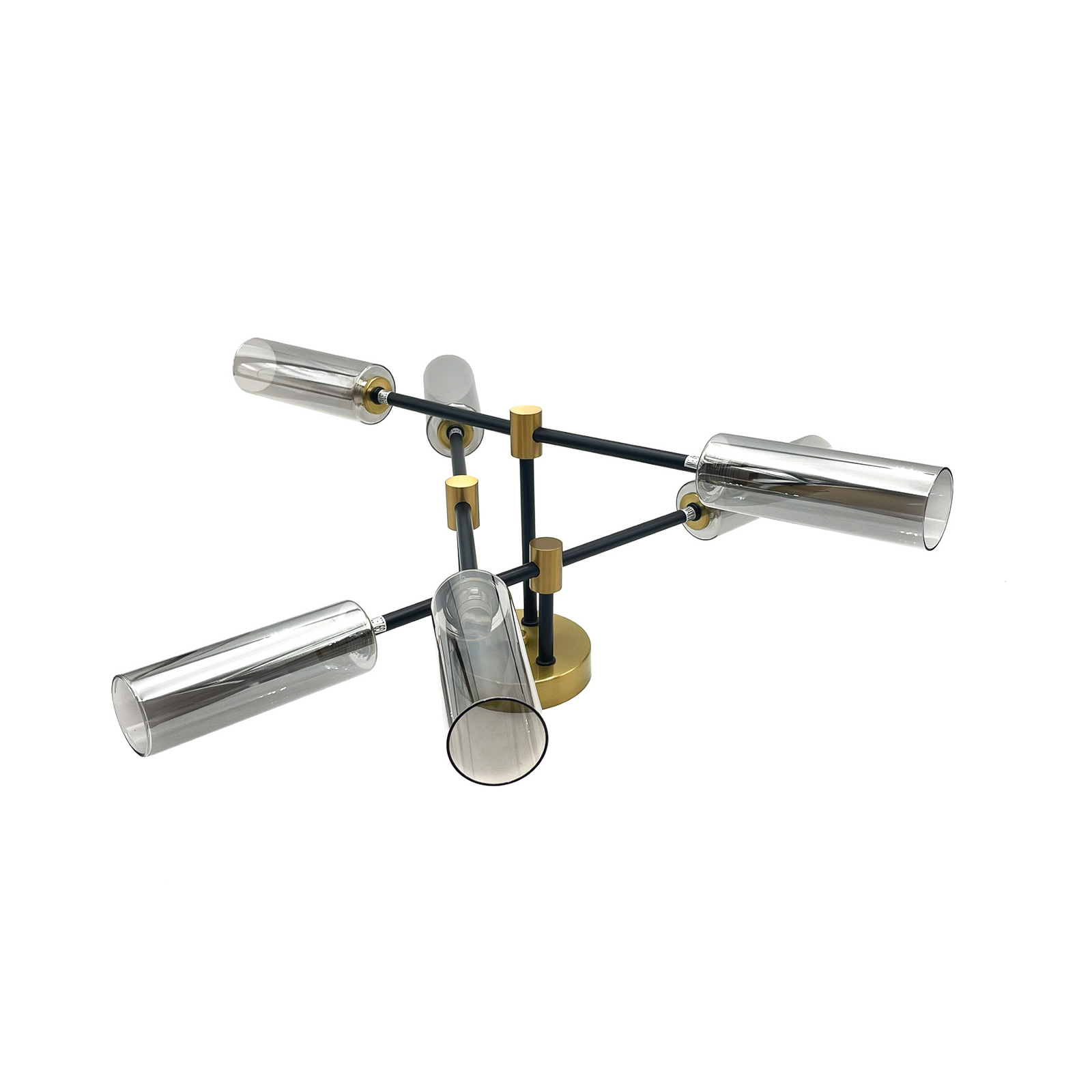 Deckenlampe Tessa, rauchgrau/schwarz/messing, Glas, G9 Deckenlampe Tessa, rauchgrau/schwarz/messing, Glas, G9