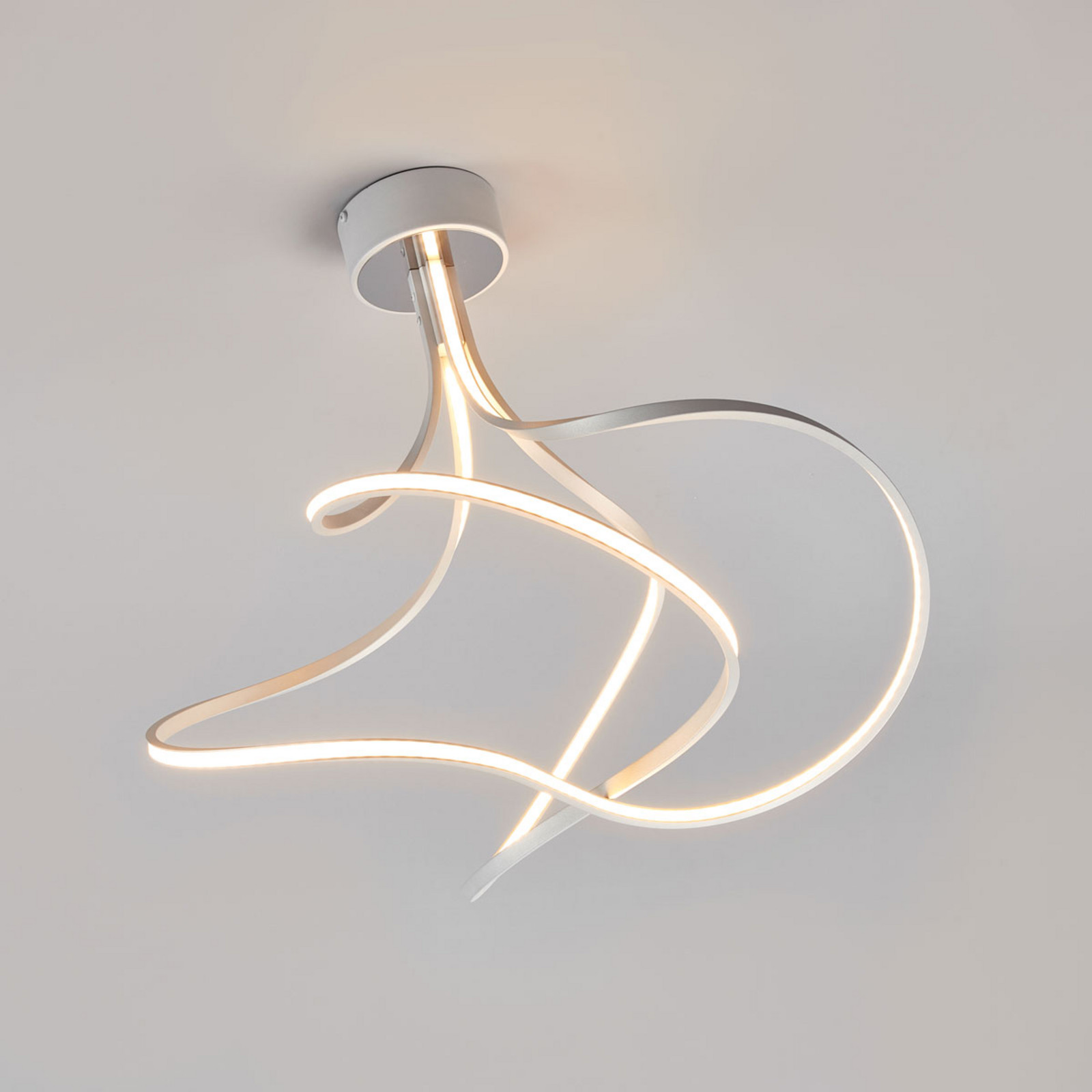 Domiluce Plafonieră LED Lungo alu înălțime 42 cm - Camera de zi / sufragerie - modern - aluminiu alb satinat - Metal