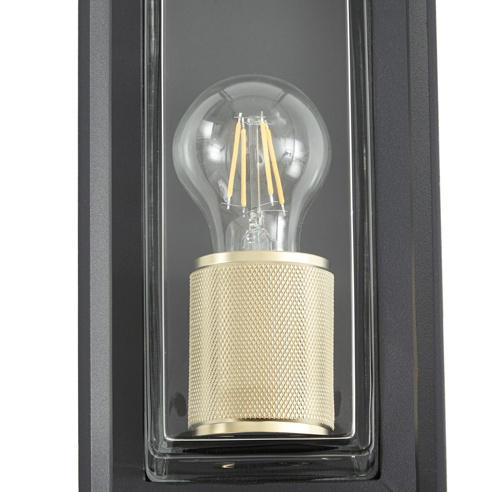 Ismera Außenwandlampe, E27 IP65 anthrazit/messing - Arcchio