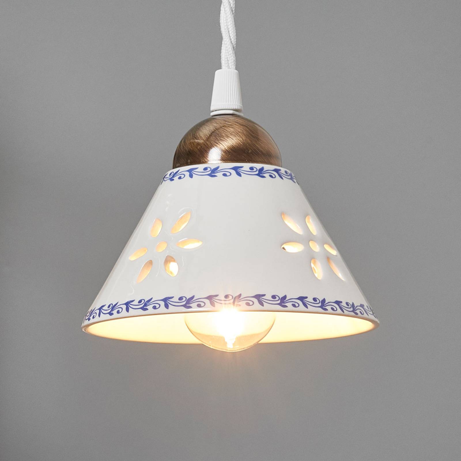 Ceramiche NONNA hanging light, made of white ceramic, for Living / Dining Room, ceramic, metal, E14, 40 W, energy efficiency: A++
