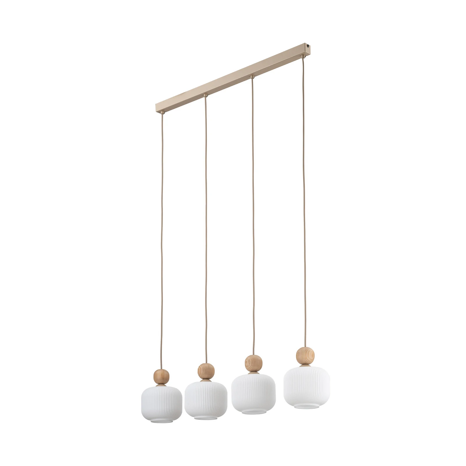 Suspension Ballo, à 4 lampes, beige, verre, longueur 80 cm