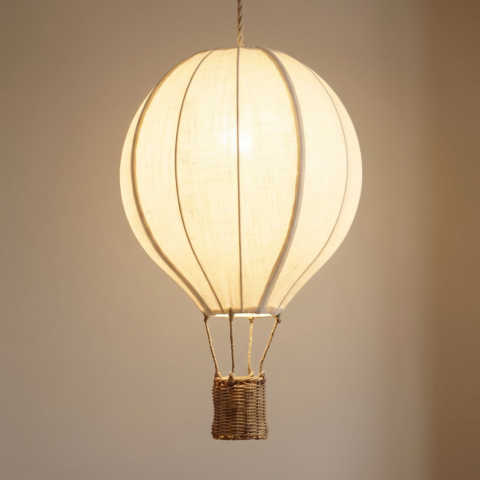 Lindby Aeris kinderkamer hanglamp, beige, Ø 35 cm, textiel, E27