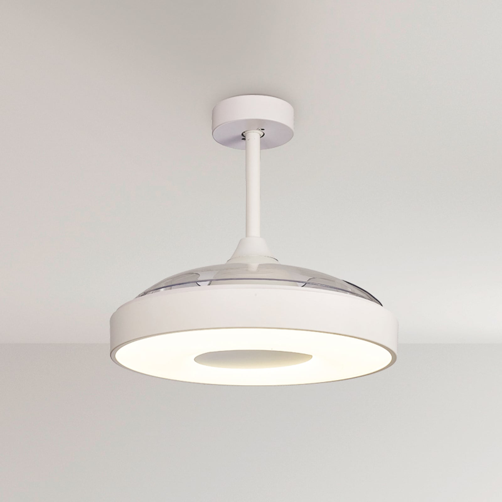 Coin LED-Deckenventilator, weiß, DC leise, CCT - Mantra