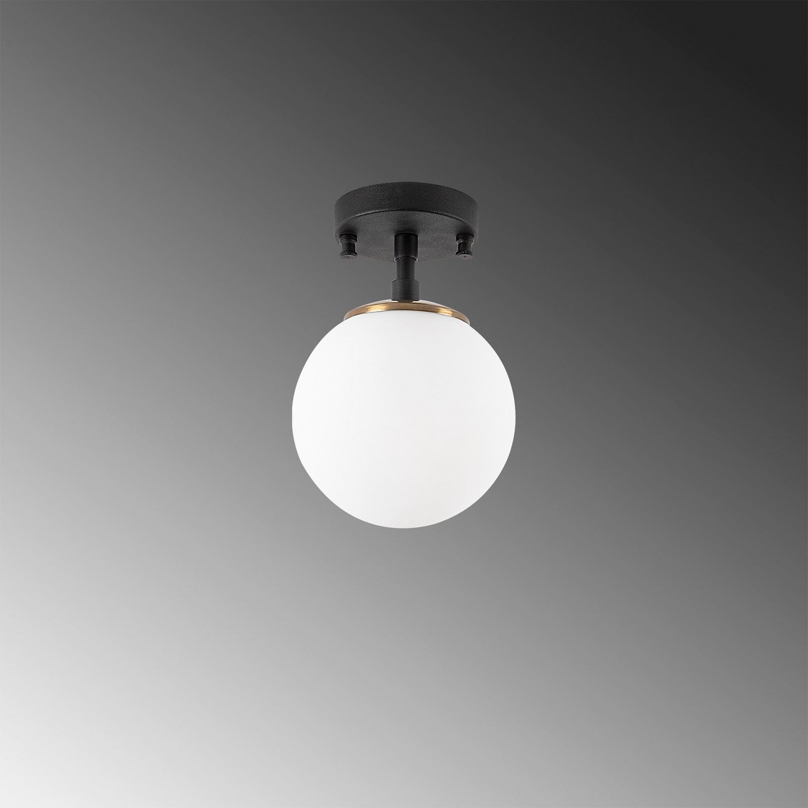 Plafonnier Atmaca, à 1 lampe, noir, verre, Ø 15 cm