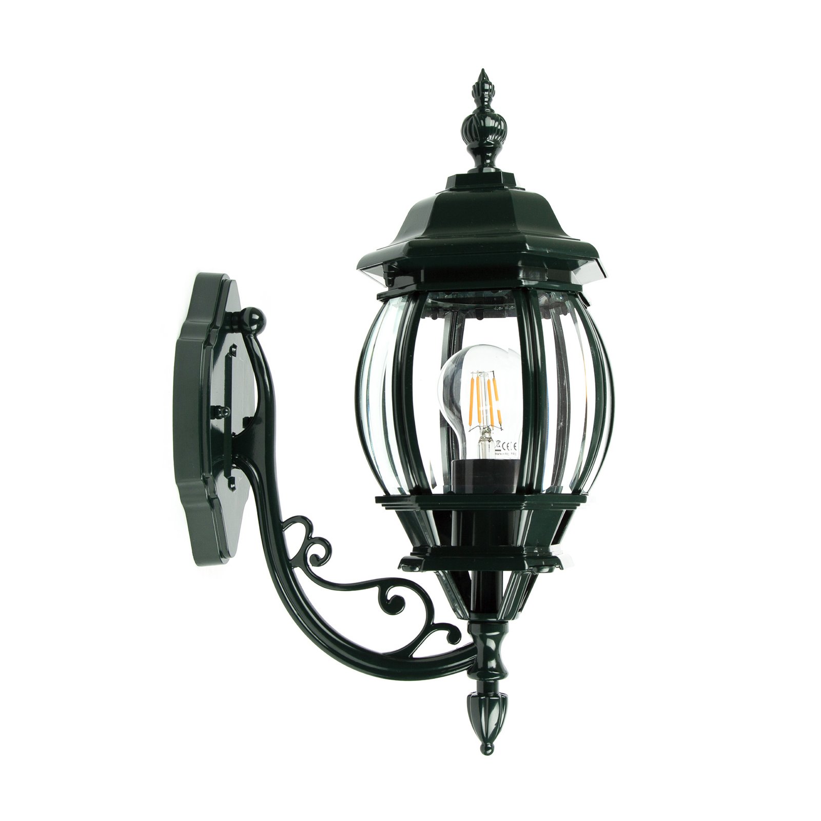 Vonkajšia nástenná lampa Andrew z krištáľového skla stojaca zelená