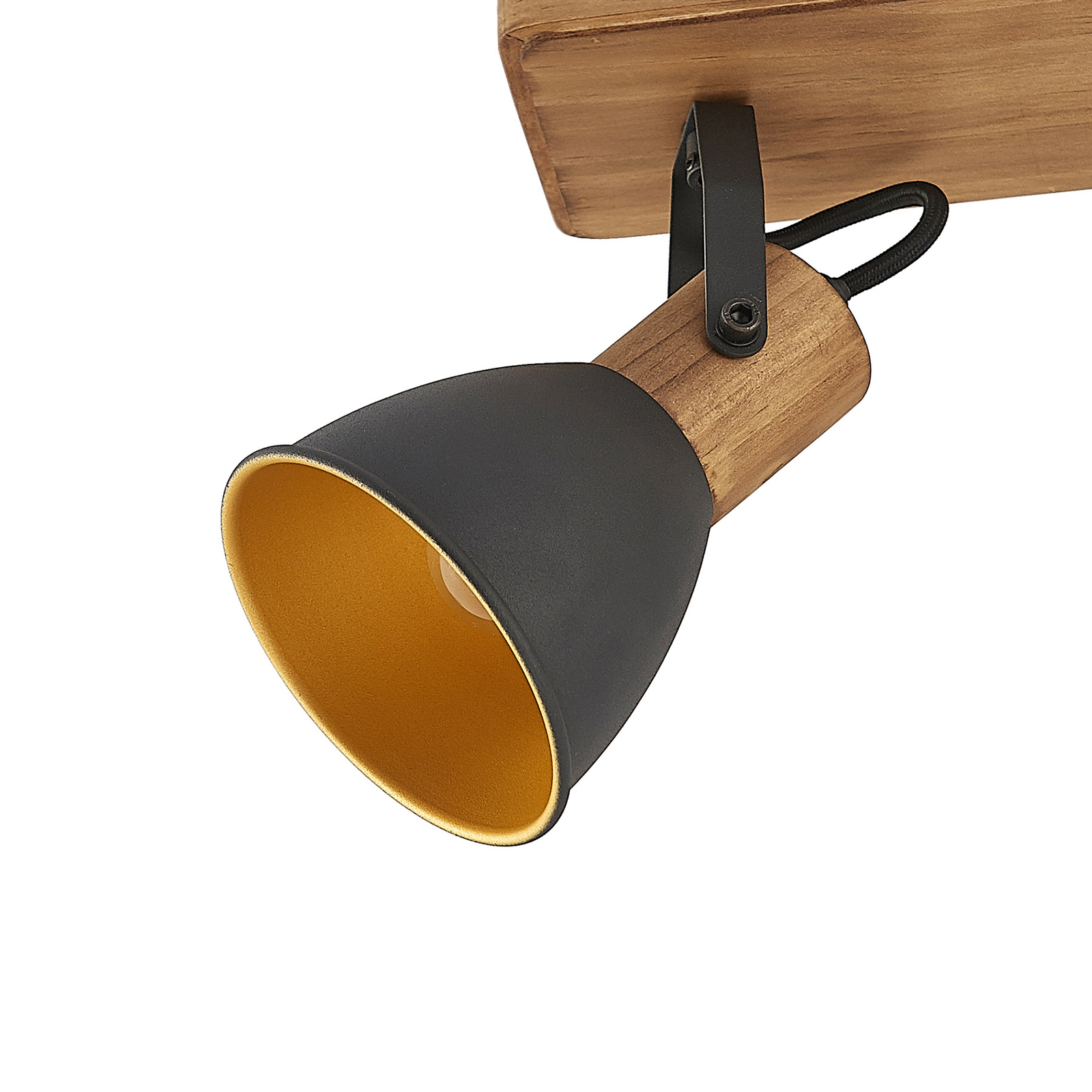 Lindby Merela spotlight, wood, black, two-bulb