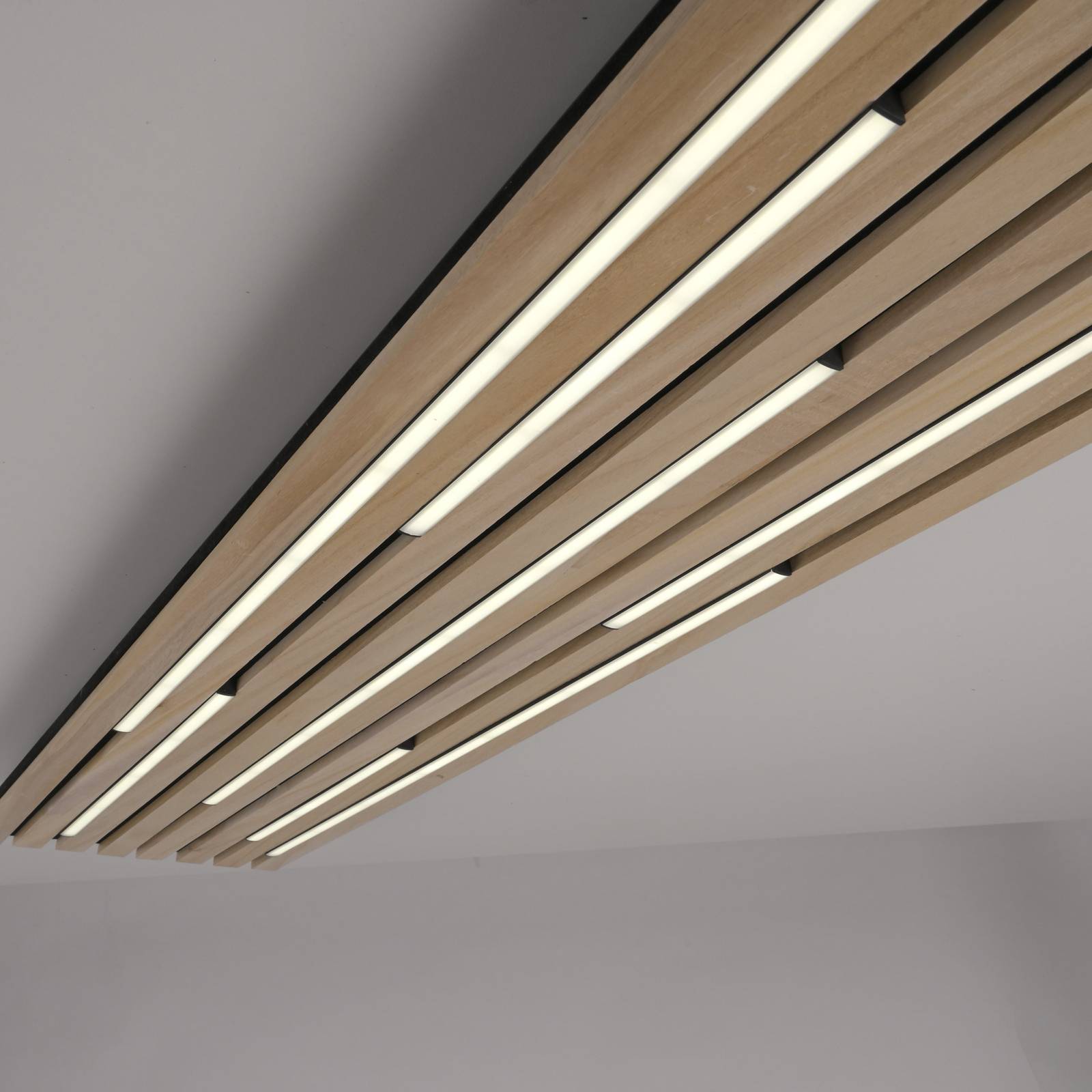 Paul Neuhaus Inteligentna lampa sufitowa LED Q-Acoustic drewno 115 x 31 cm