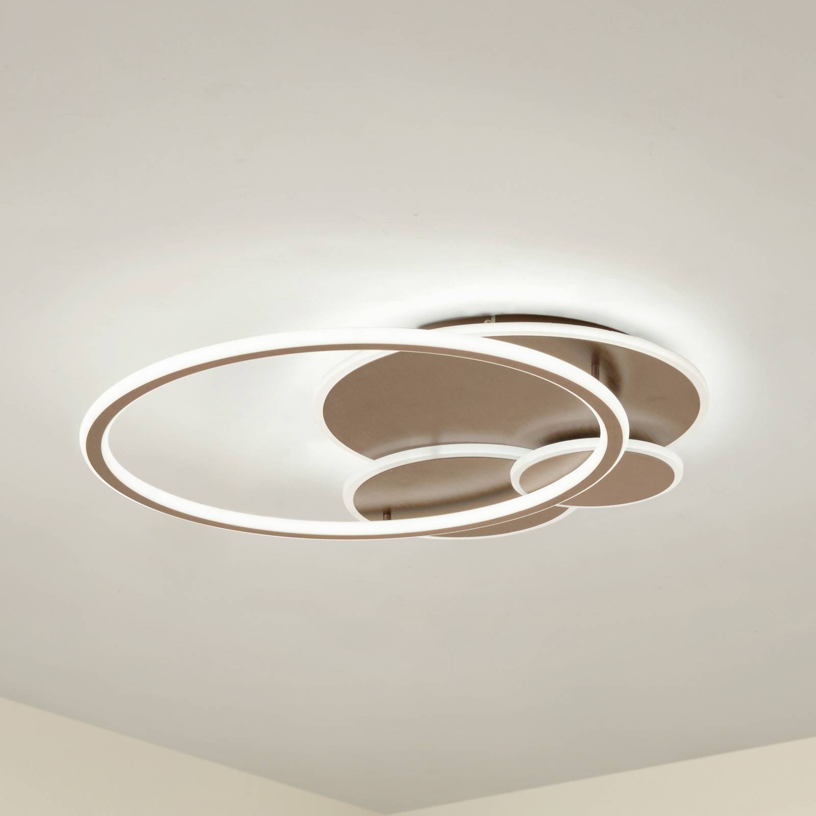Lucande LED-Deckenleuchte Circulo, kaffeebraun, CCT, dimmbar günstig online kaufen