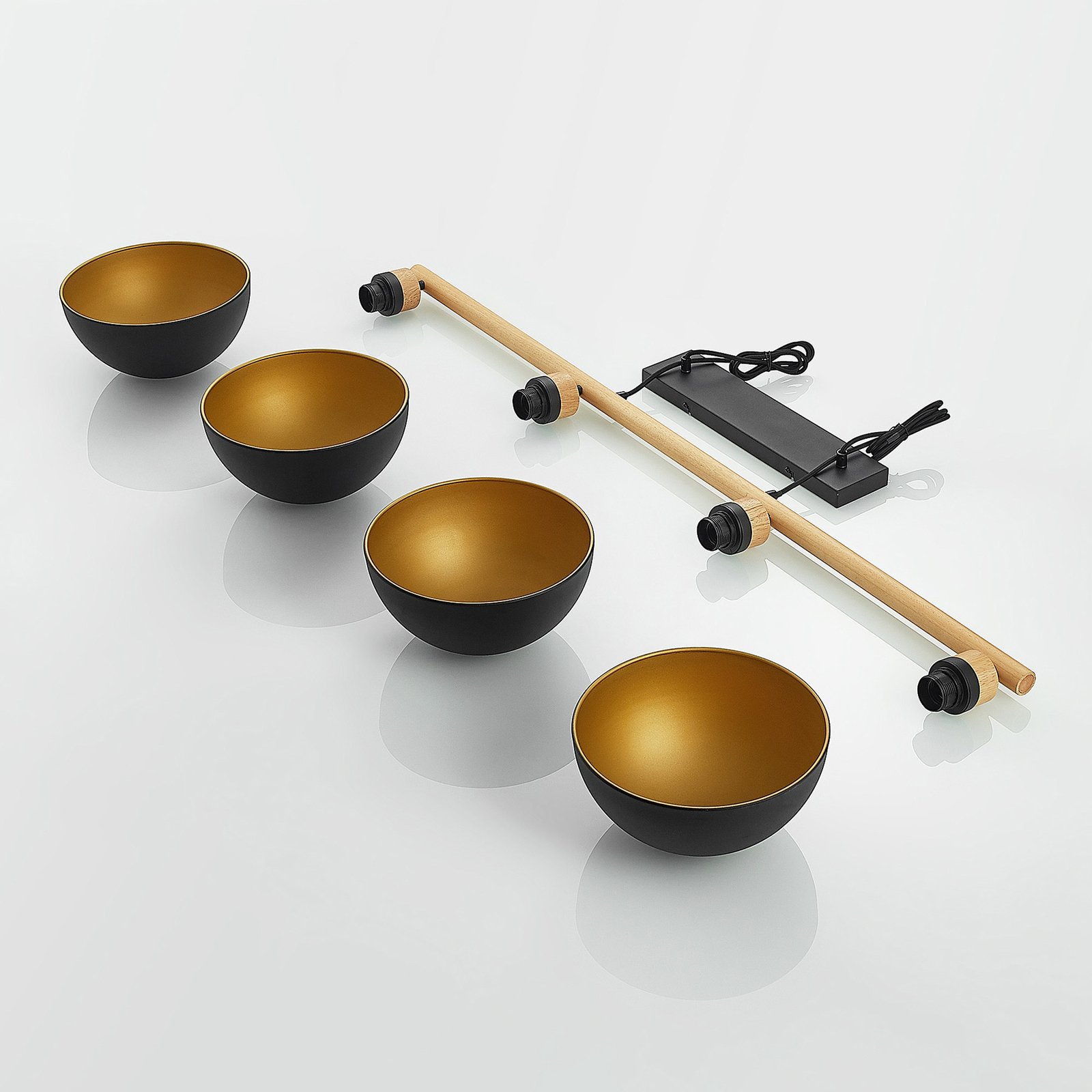 Tirzana 4 Riippuvalaisin Black/Light Wood - Lindby