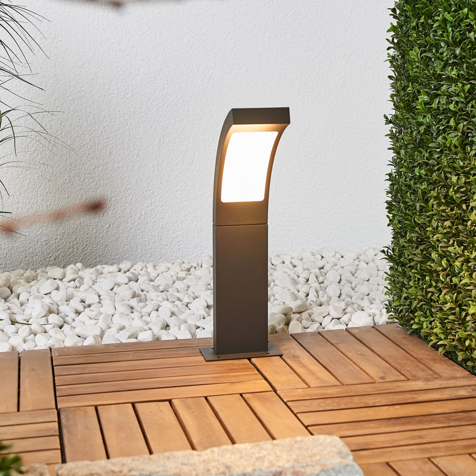 Juvia, szaro-grafitowa lampa cokołowa LED