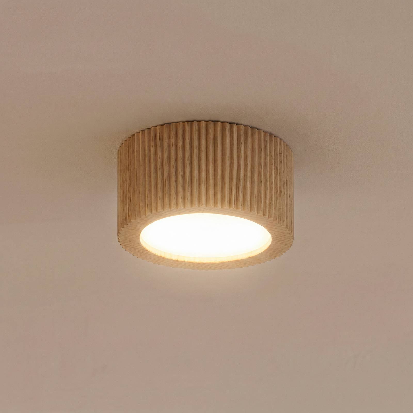 Levně TK Lighting Stropní bodové světlo Eve, výška 4,5 cm, GX53, dřevo