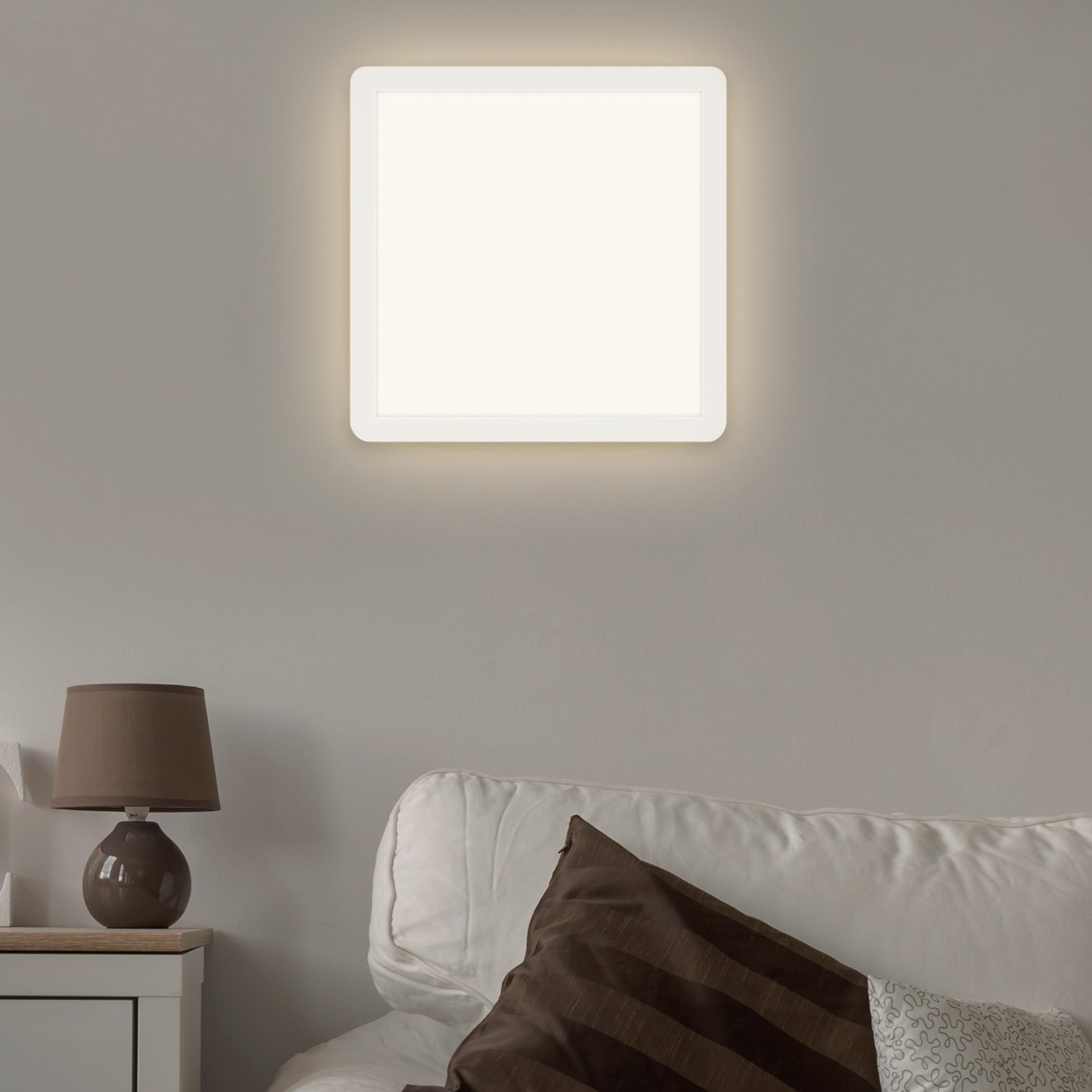 Jali négyzet alakú LED panel, fehér, 29,2 cm, műanyag, 2700 K