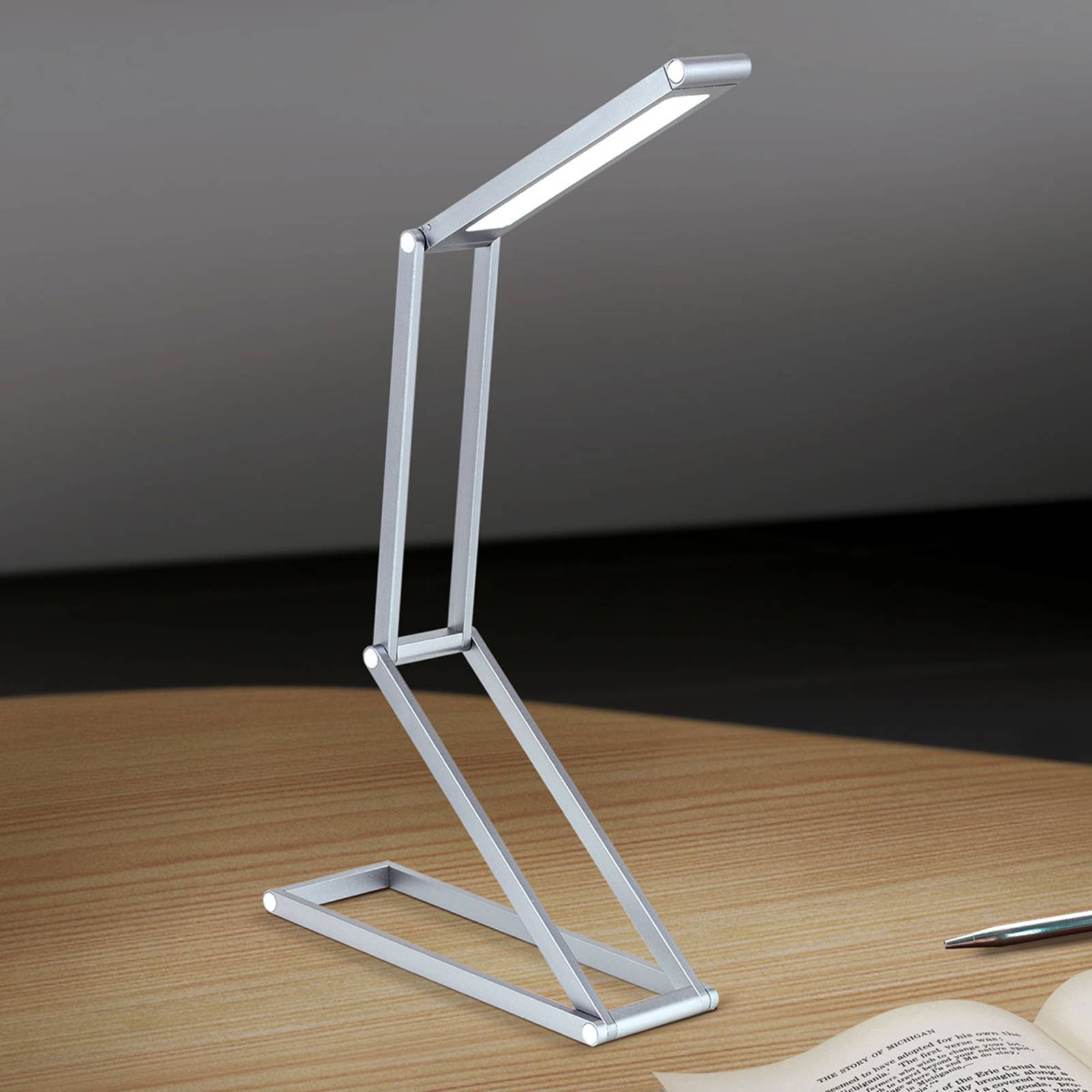 Foldbar LED-bordlampe Falto med batteri antrasitt