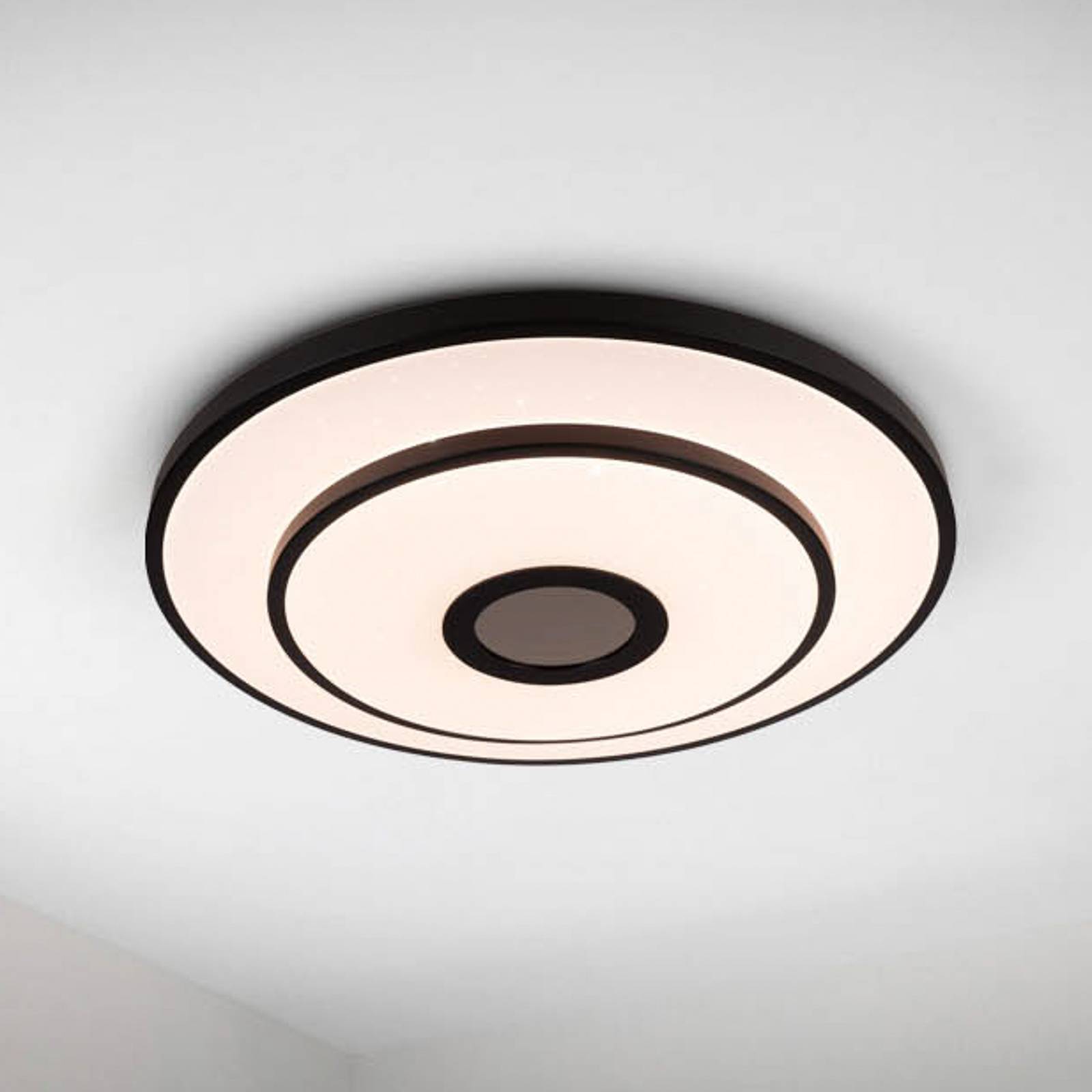 Lampa sufitowa LED Genua, czarna, żelazna, CCT, pilot