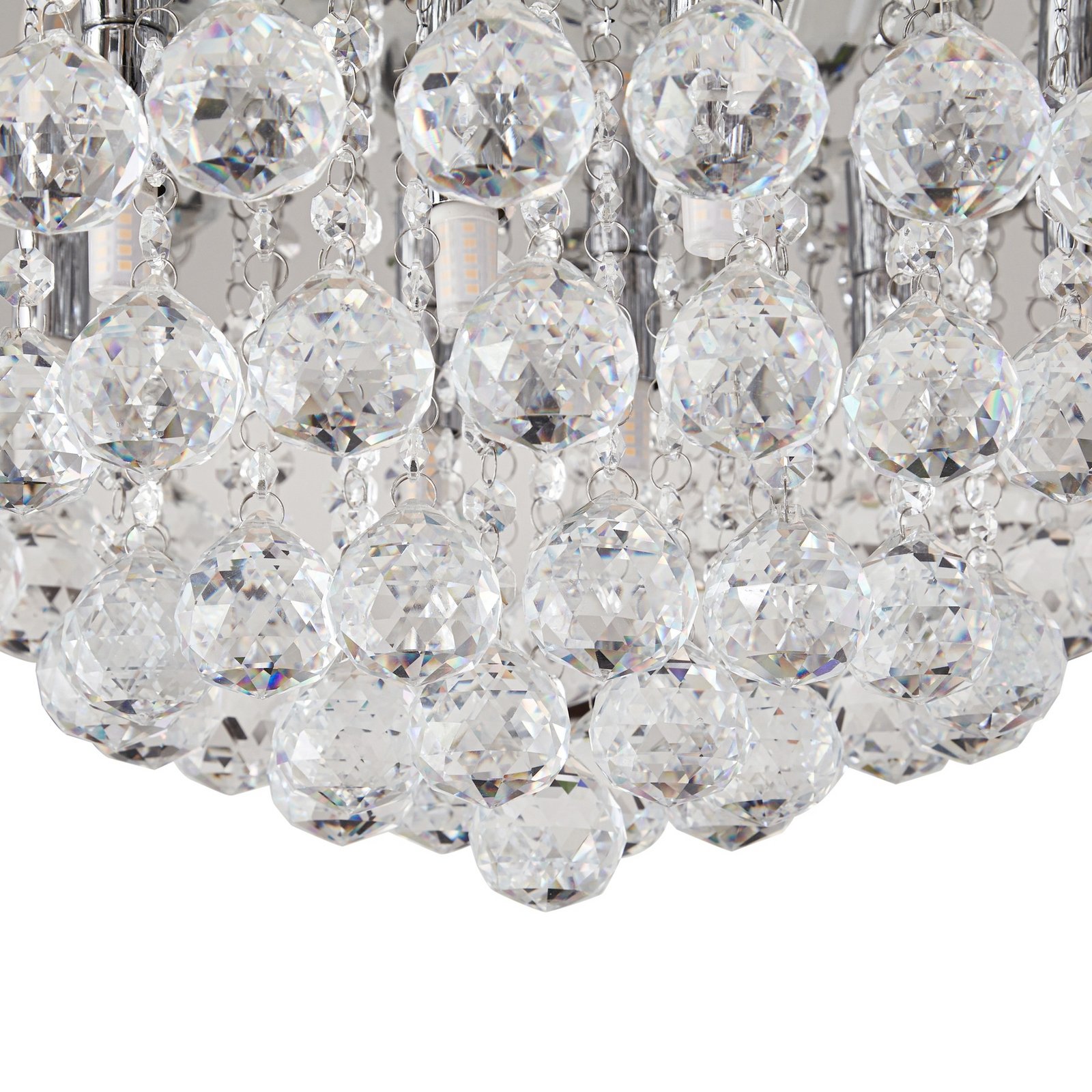 Lindby Deckenleuchte Antonino, Ø 55 cm, 8-flg., Kristall, G9