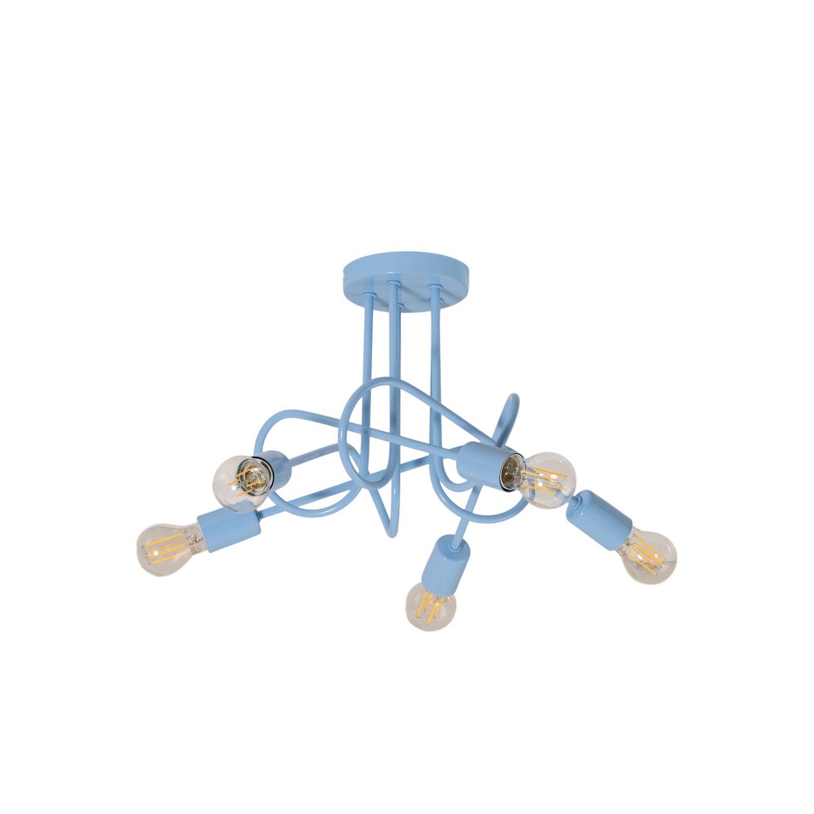 Plafón Oxford, azul claro, Ø 47 cm, metal, 5 luces