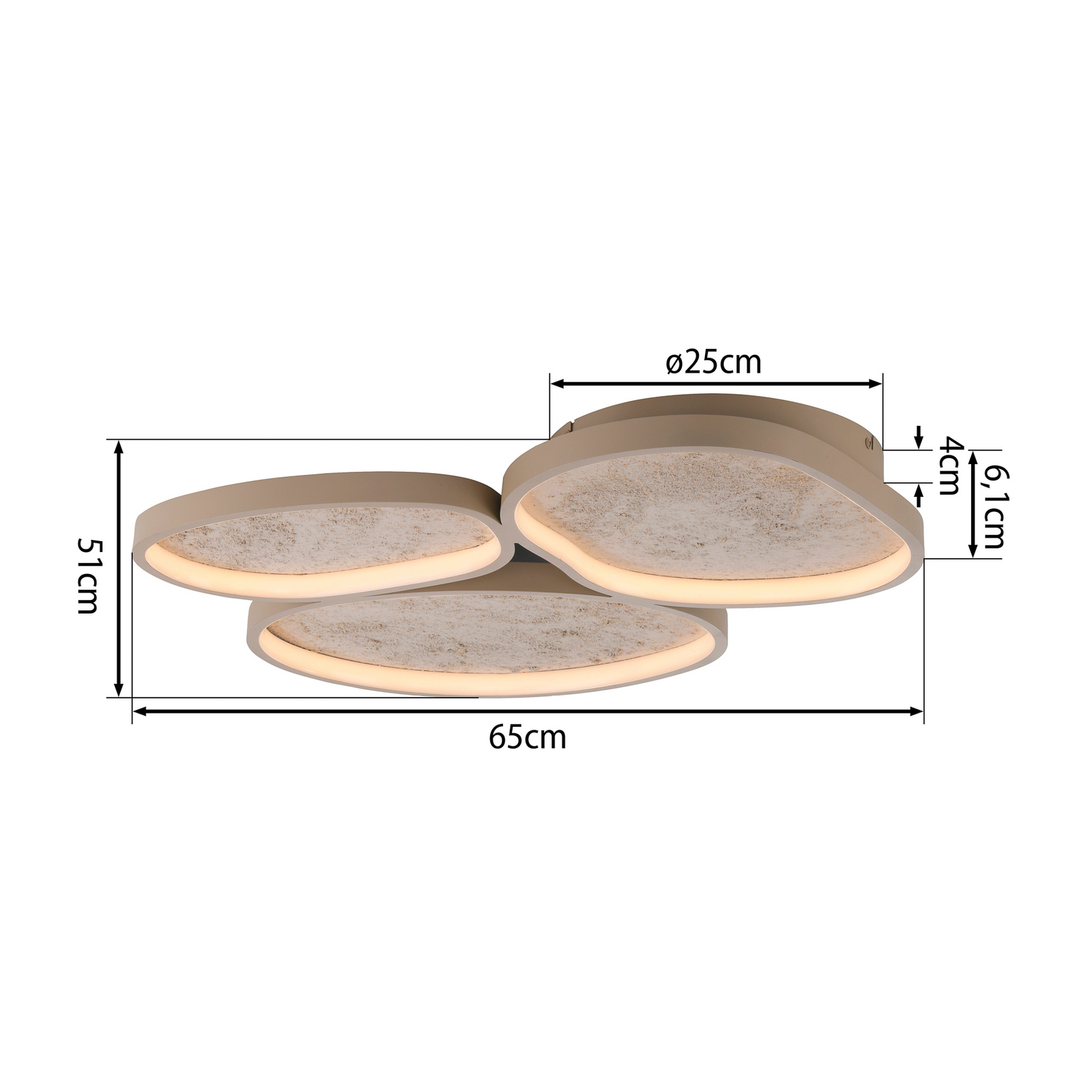 Moonbraker 3 LED ceiling light, sand beige, 3,000K, dimmable