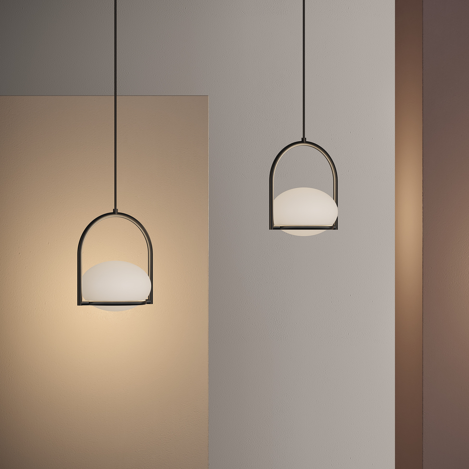 LED-C4 Coco Single hængelampe, sort/hvid