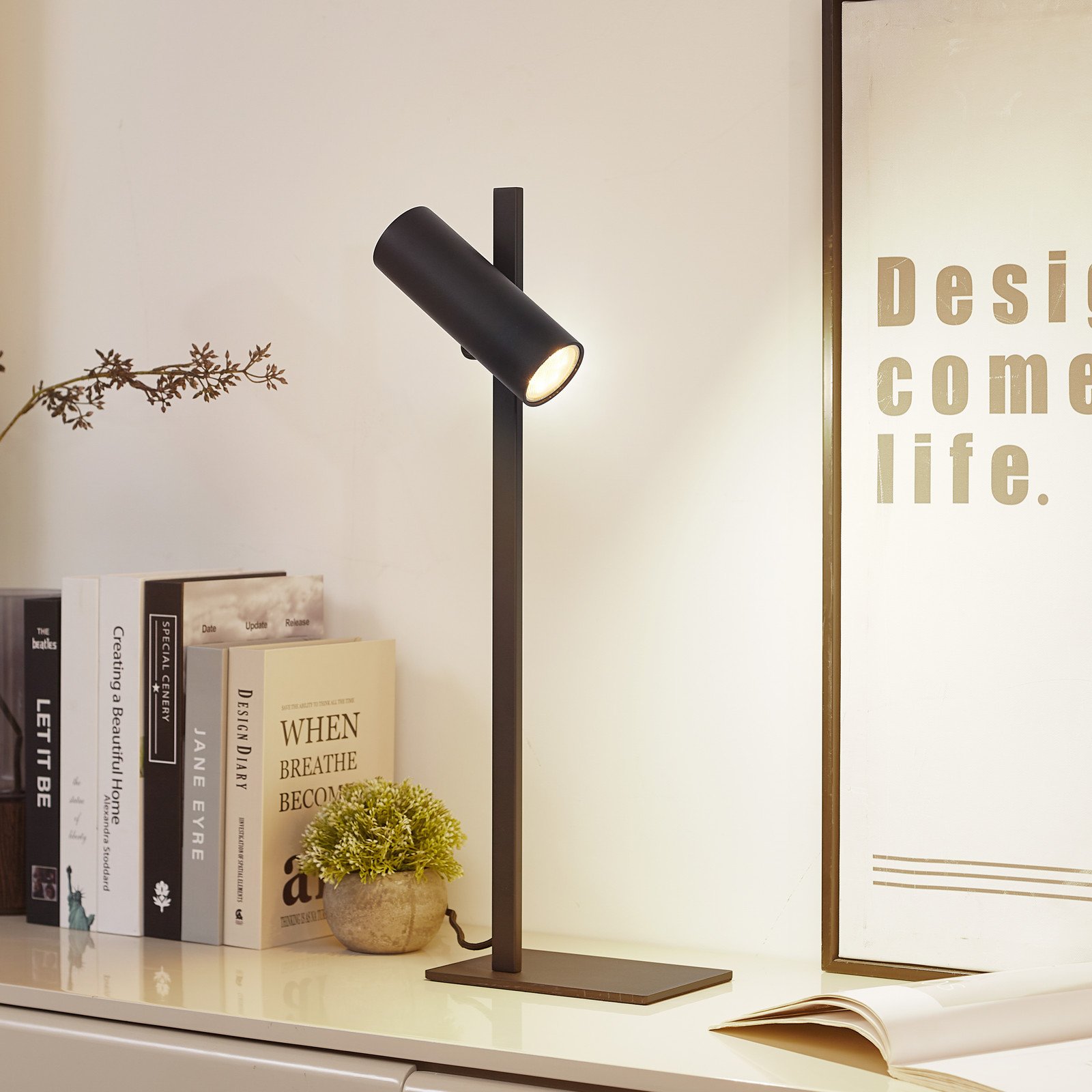 Lampă de masă Lucande Lysias negru metal înălțime 55cm - Camera de zi / sufragerie - modern