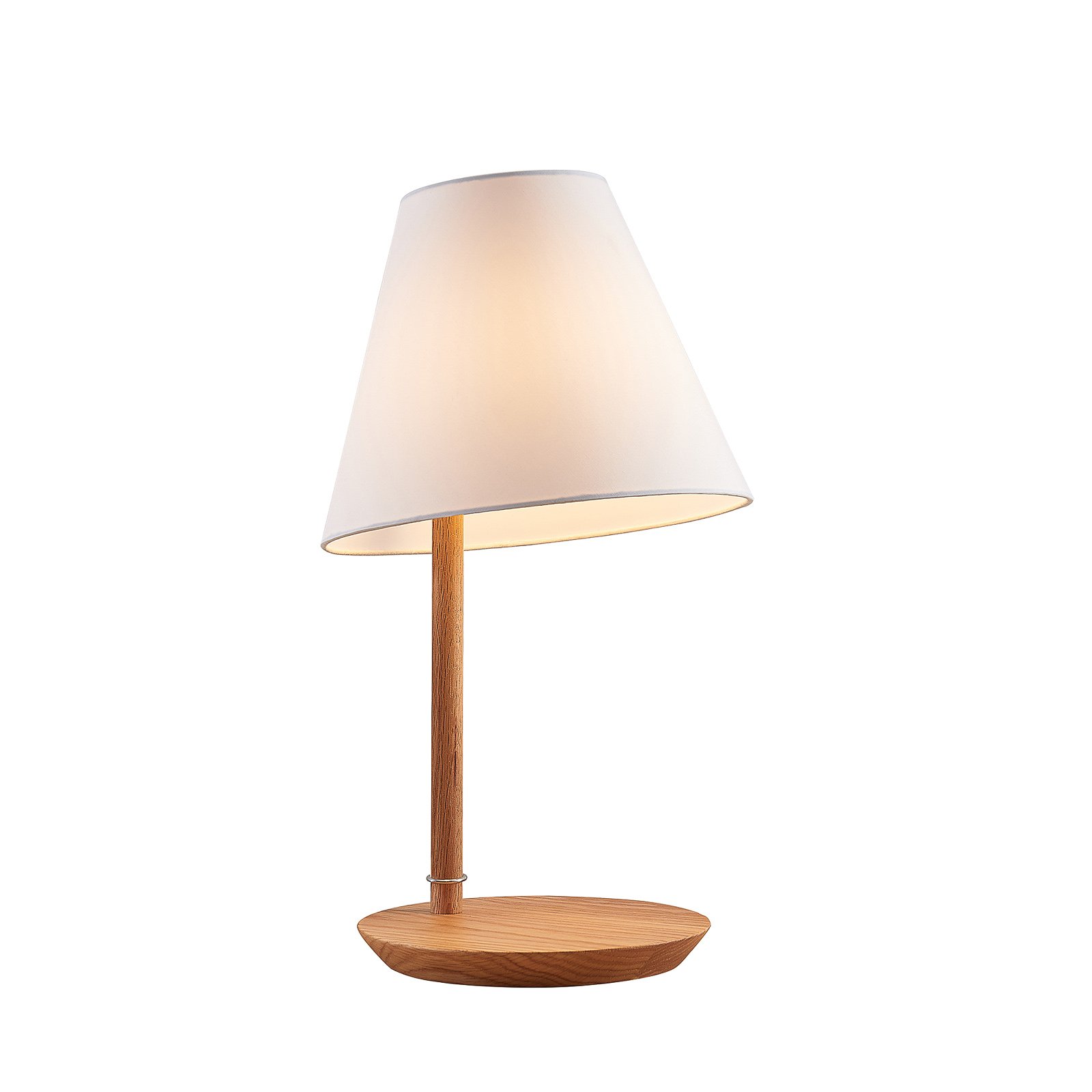 Lucande Jinda lampa stołowa, drewniana, biała
