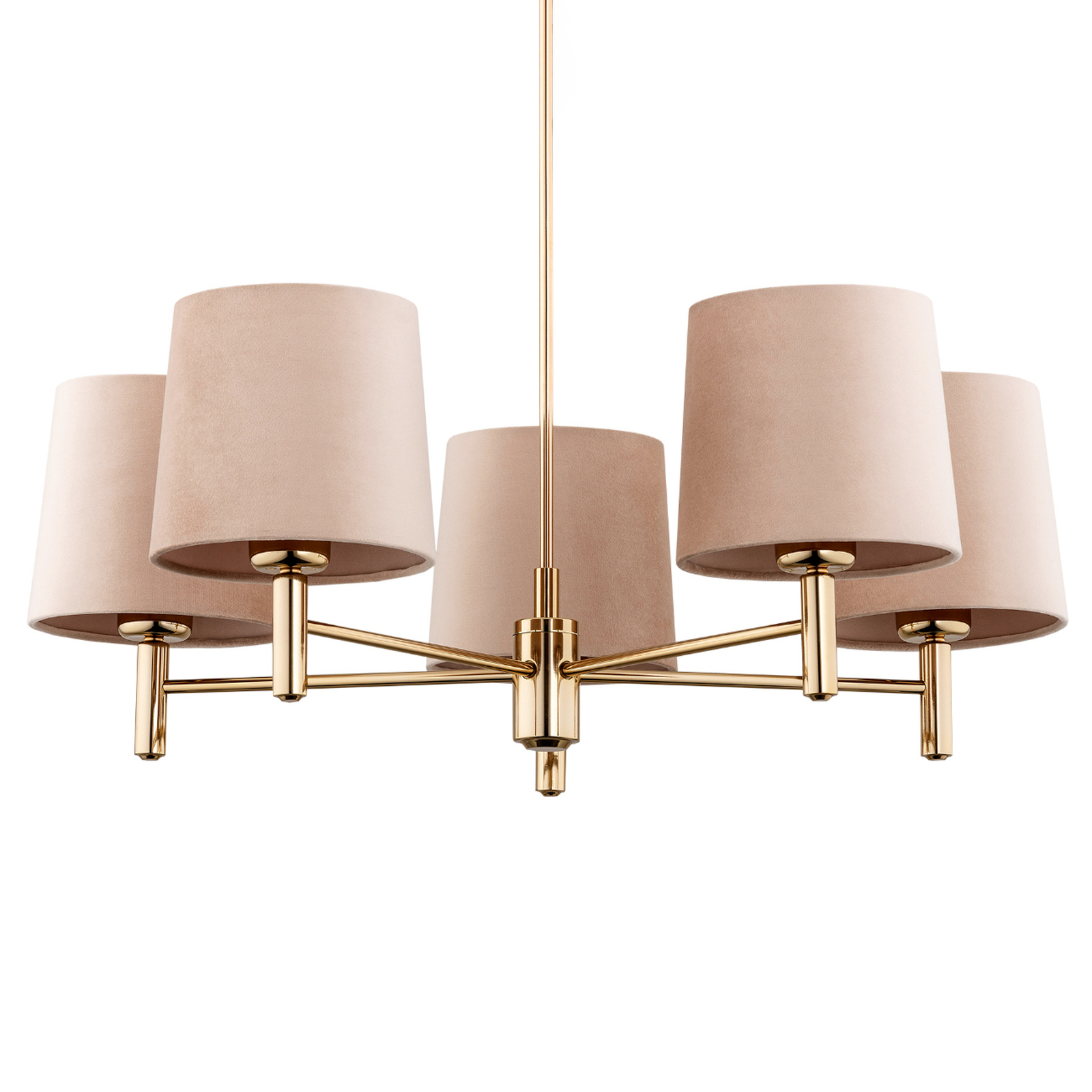 Lampadario Polo, 5 luci, beige/ottone scuro