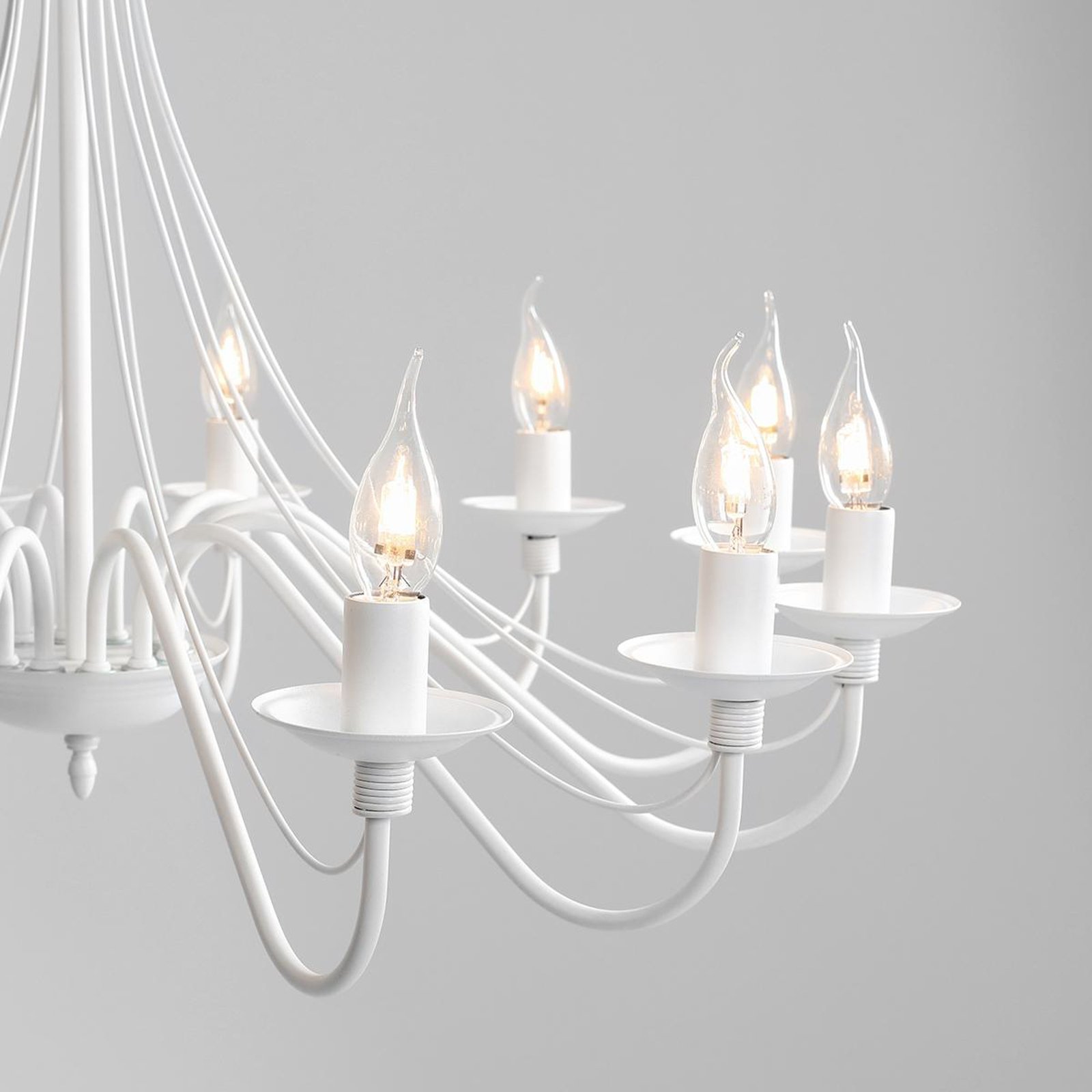 Lustre Rosa, blanc, 12 lampes, métal