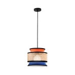 Lámpara colgante Gazebo, naranja/azul/natural, Ø 26 cm, tela/ratán