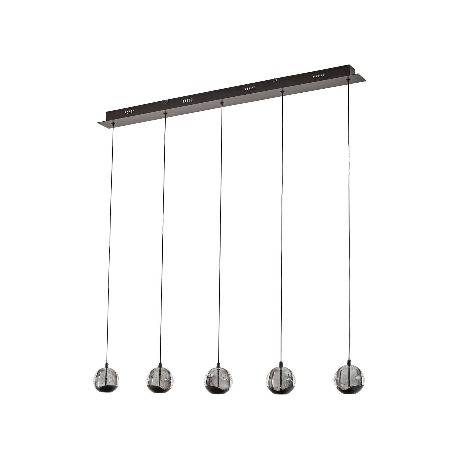 Lucande LED-Pendellampe Hayley, schwarz, 5-flg., länglich