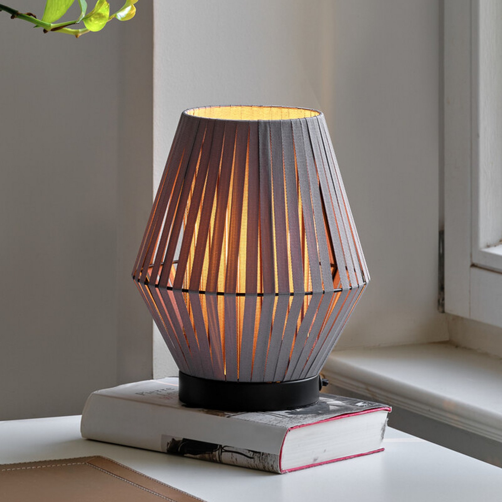 OSRAM bordlampe Decor Stripes, grå, tekstil, E14