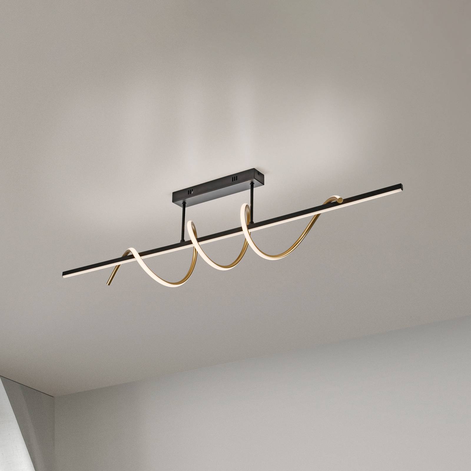 JUST LIGHT. Plafonnier LED Amanda fer laiton noir