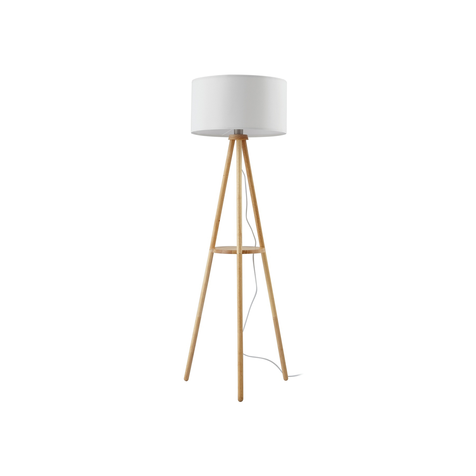 Lindby Adamio floor lamp, white, fabric, Ø 45.5 cm