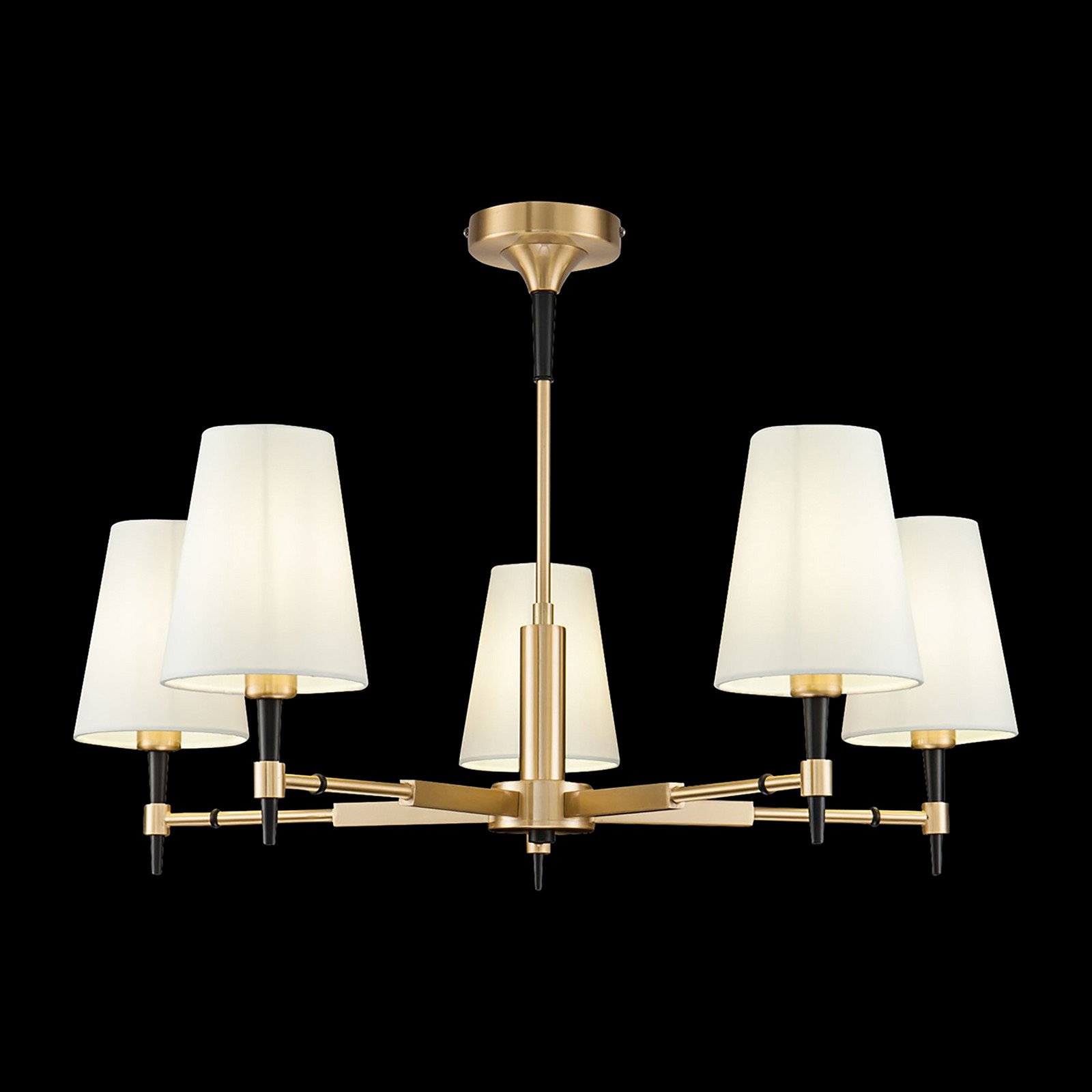 Maytoni Zaragoza candelabru 5 becuri abajur textil - Camera de zi / sufragerie - modern - alamă negru alb - Metal