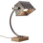 Lámpara de mesa de metal Drake con pie de madera