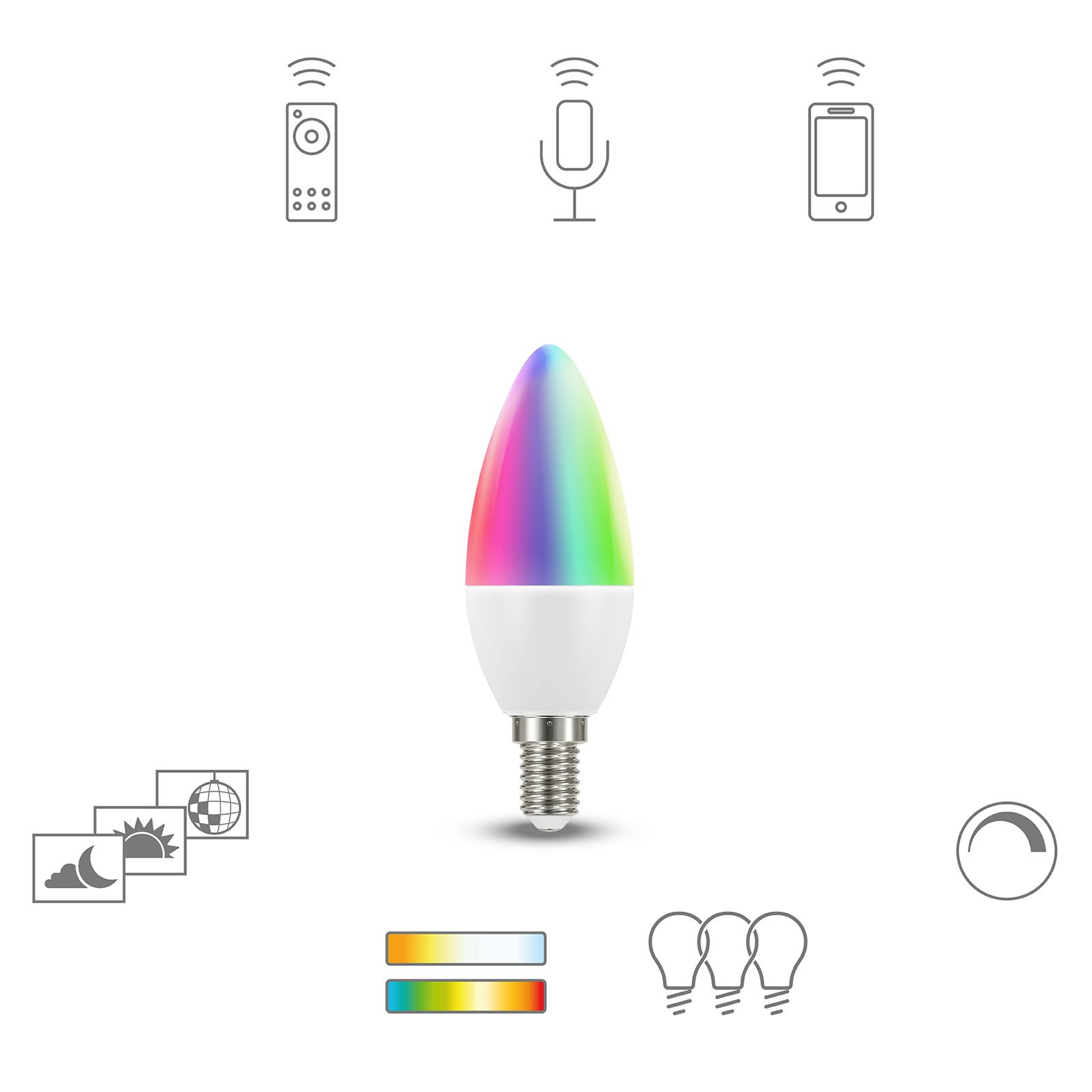 Müller Licht tint fehér+színes LED lámpa E14 4,9W