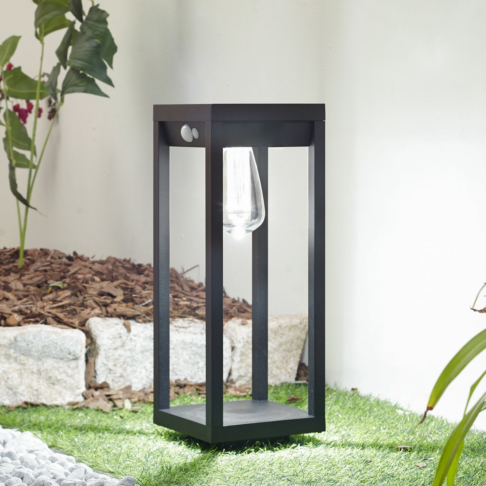 Lindby Smart LED lampă cu soclu solar Enea senzor CCT RGB - modern - negru transparent - Aluminiu