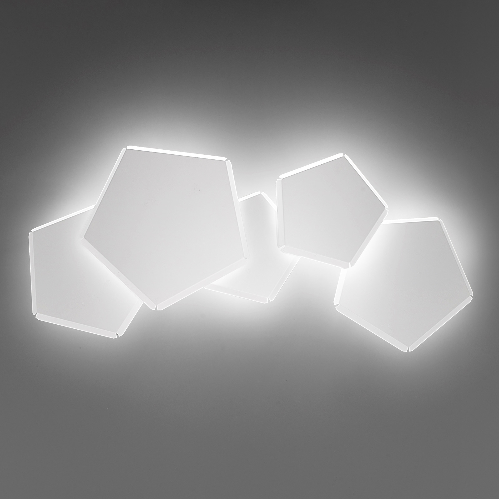 LED-vegglampe Pleiadi i hvit, 5 lyskilder